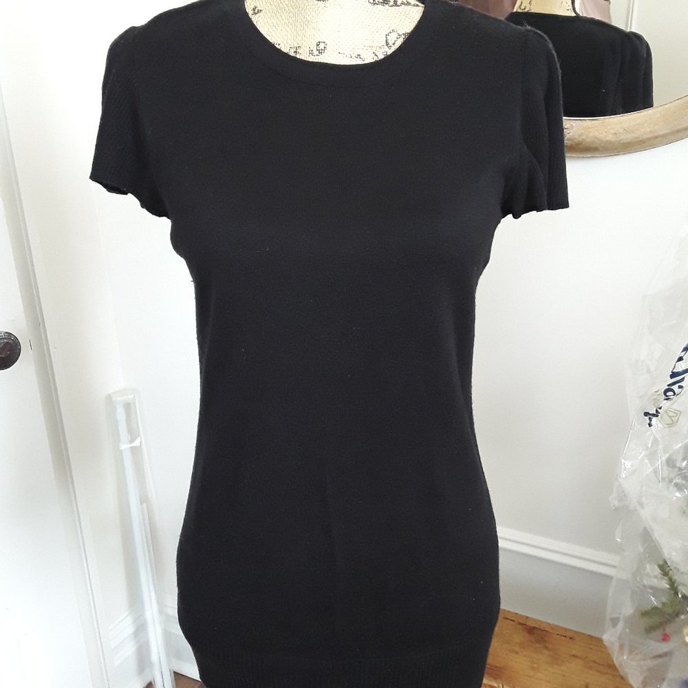 Calvin Klein Black Flutter Sleeve Short Sleeve Sweater
